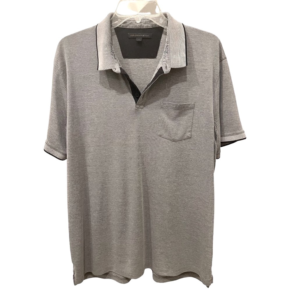 John Varvatos mens polo shirt grey XL 46 chest 27 long